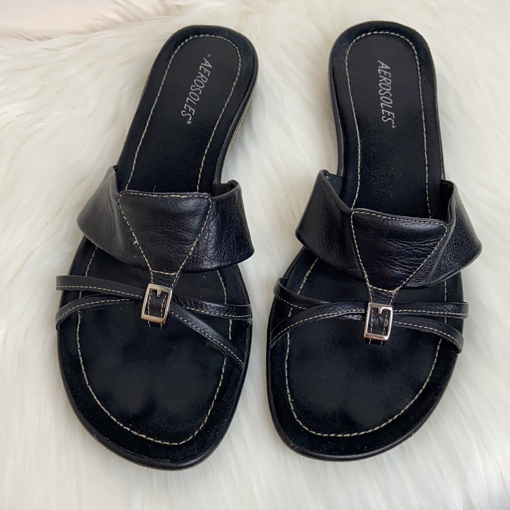 Aerosoles Black Leather Sandals